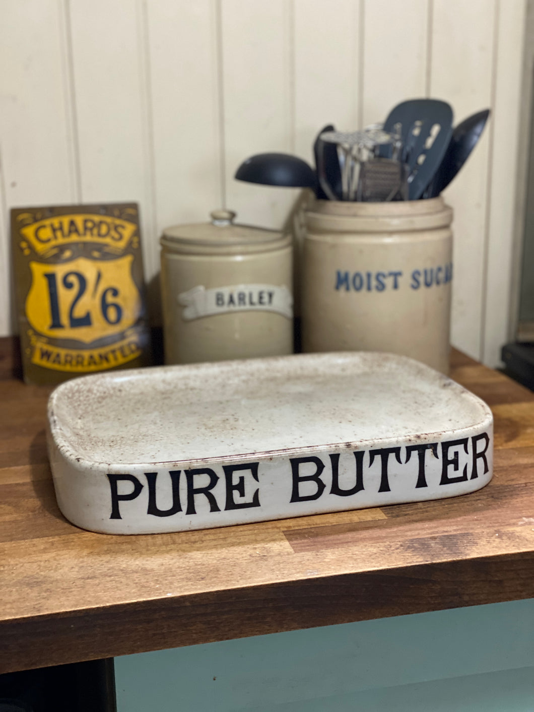 Edwardian Parnalls White Ironstone Grocers Slab Pure Butter