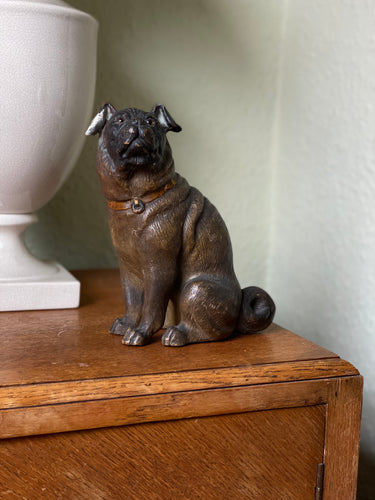 19th century painted terracotta pug