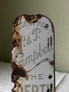 Perth dye works enamel fingerplate circa 1920