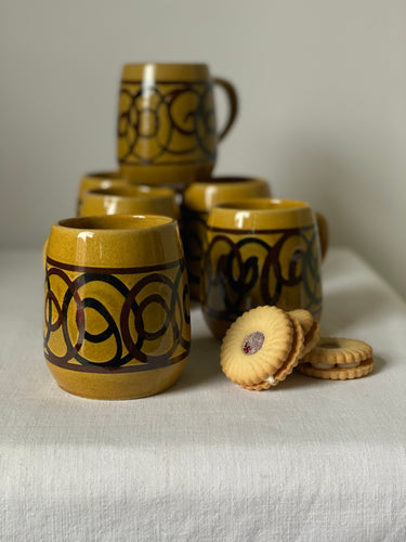 Set of 6 studio pottery mugs