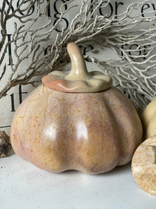 Pair of carved soapstone pumpkins circa 1960